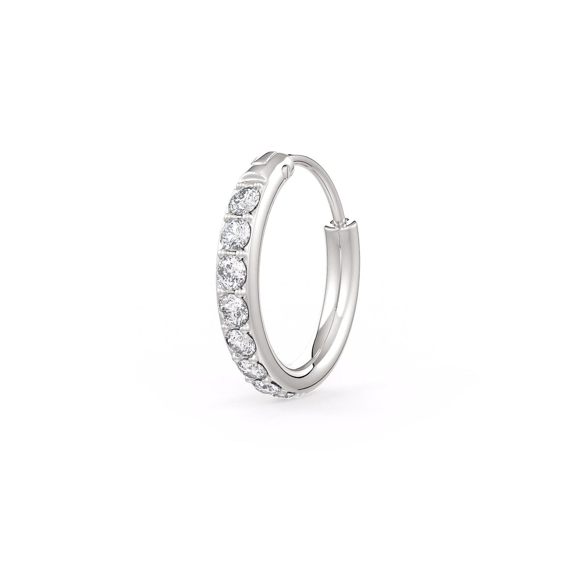 Skinny diamond hoop nose ring in 18ct white gold
