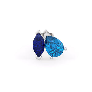 Blue Topaz Sapphire Nose Stud in 18ct White Gold Nasal Piercing