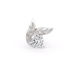 Diamond Nose Stud in 18ct White Gold Leaf 0.08ct Screwback Pin