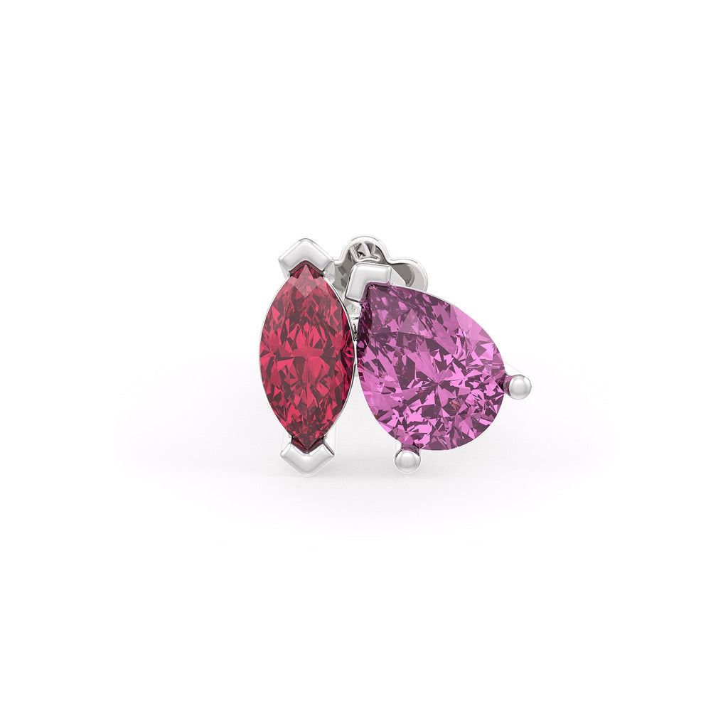 Ruby pink sapphire nose pin in 18ct white gold