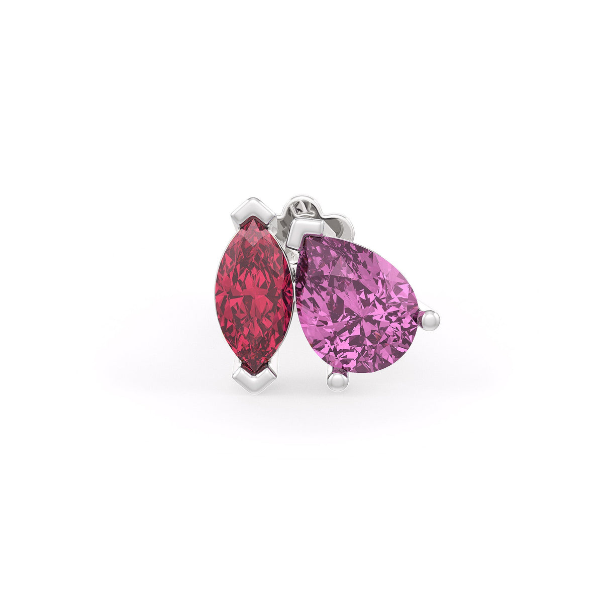 Ruby pink sapphire nose pin in 18ct white gold