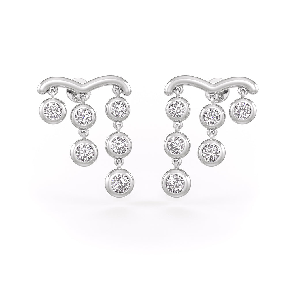 1ct Diamond Earrings in 18ct White Gold Raindrops Studs One Carat Drops