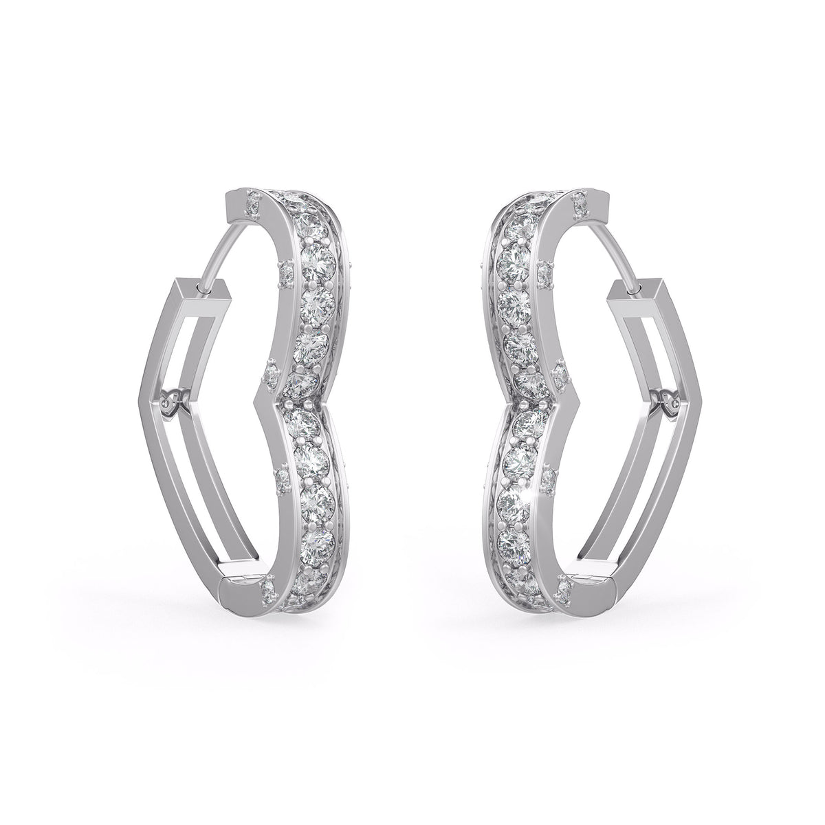 1ct Diamond Heart Earrings White Gold