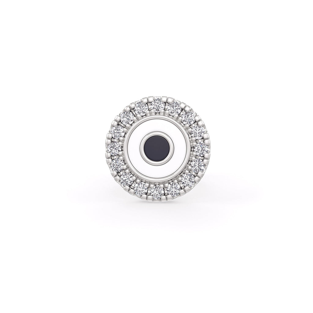 Minimal white gold nose stud with diamond eye detail