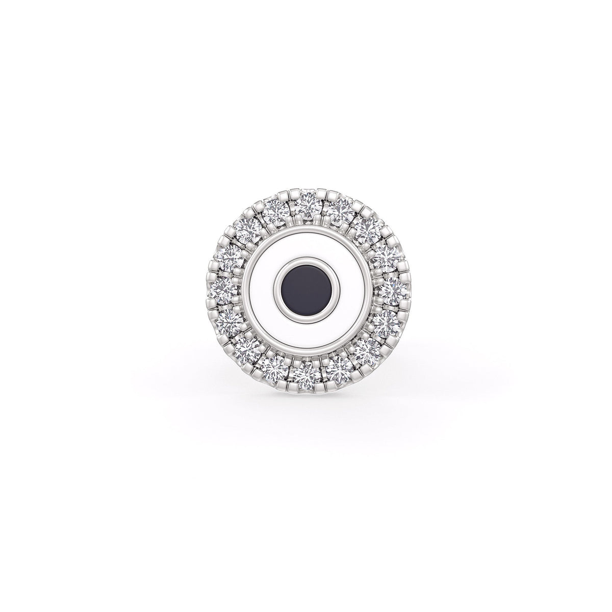 Minimal white gold nose stud with diamond eye detail