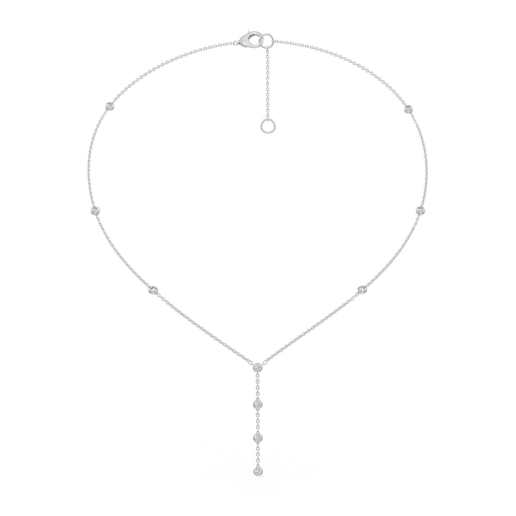 Exquisite 1.10ct diamond lariat necklace in 18ct white gold