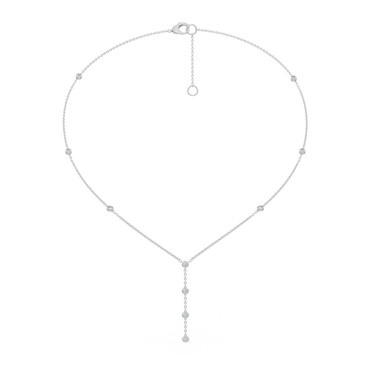 Exquisite 1.10ct diamond lariat necklace in 18ct white gold