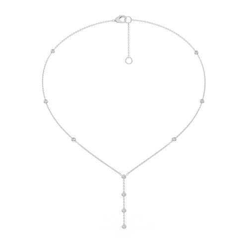 Exquisite 1.10ct diamond lariat necklace in 18ct white gold