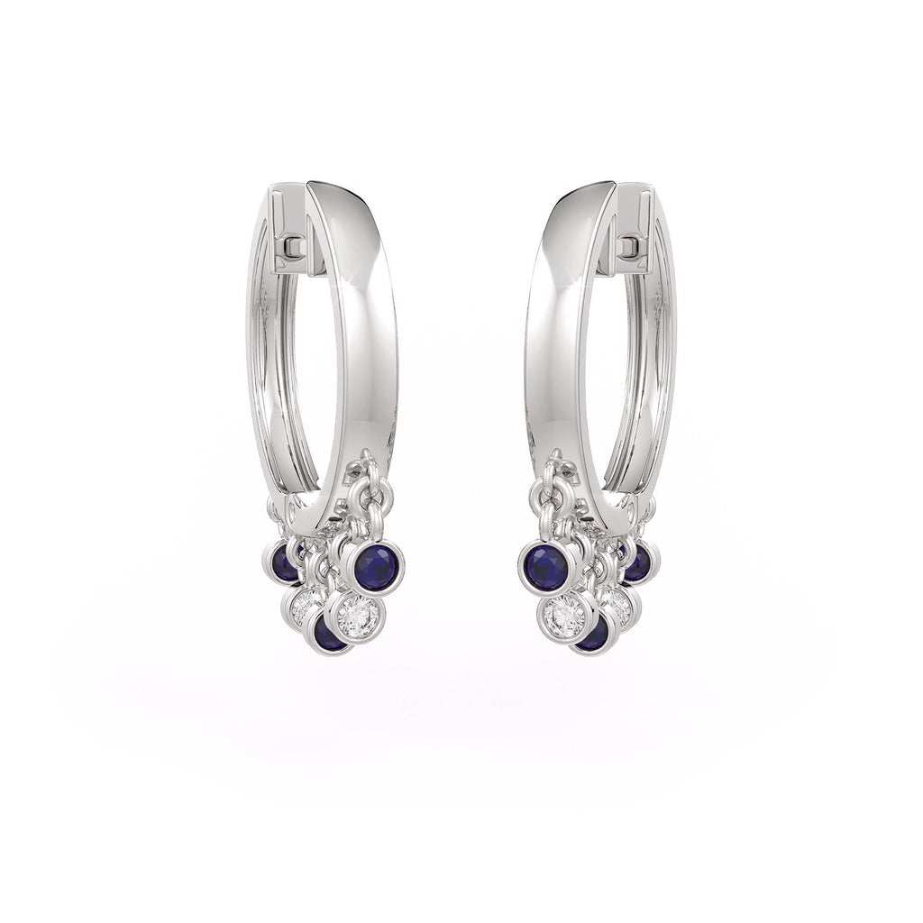 Diamond dewdrop hoop earrings