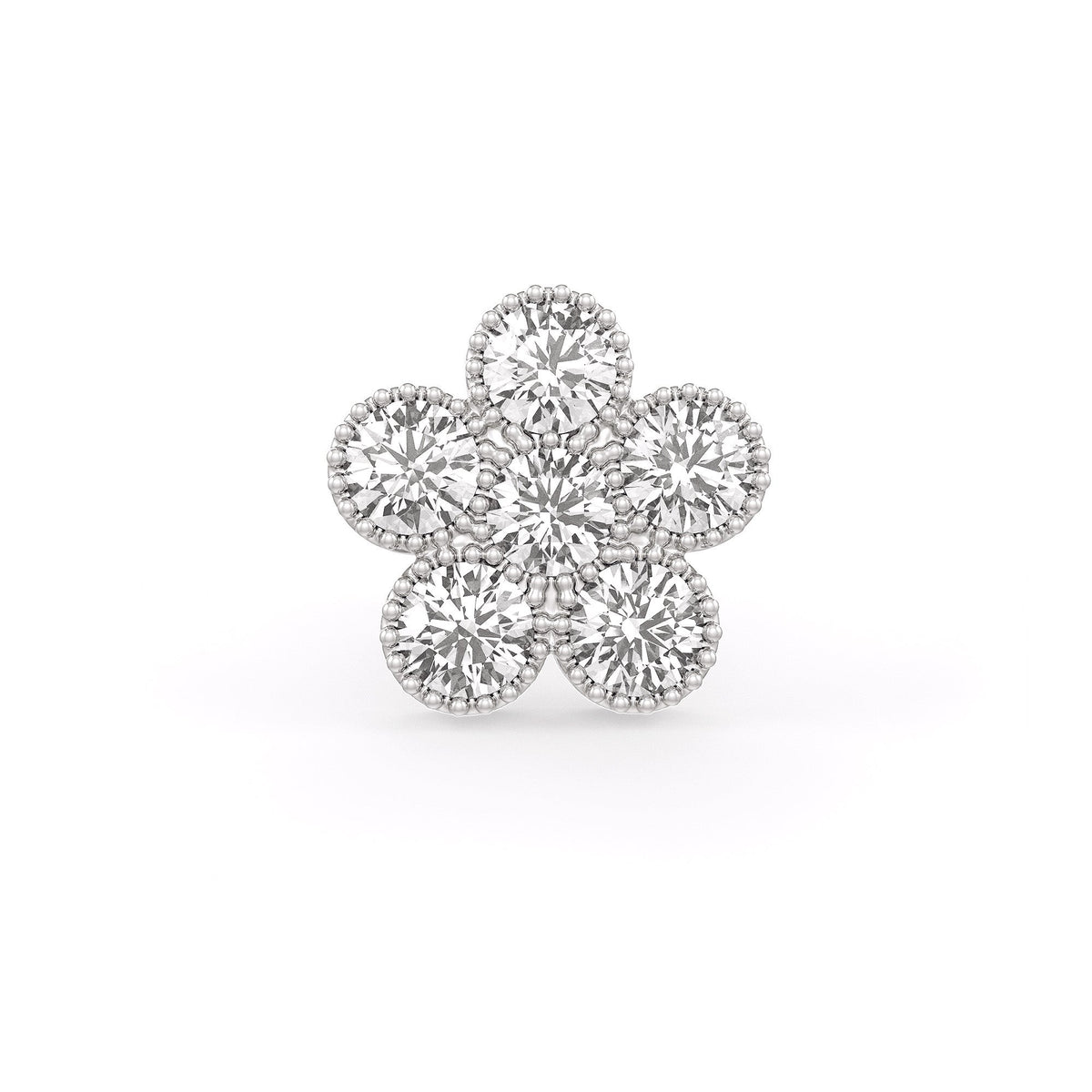 Daisy Flower Diamond Nose Stud 18ct White Gold Large 0.33ct