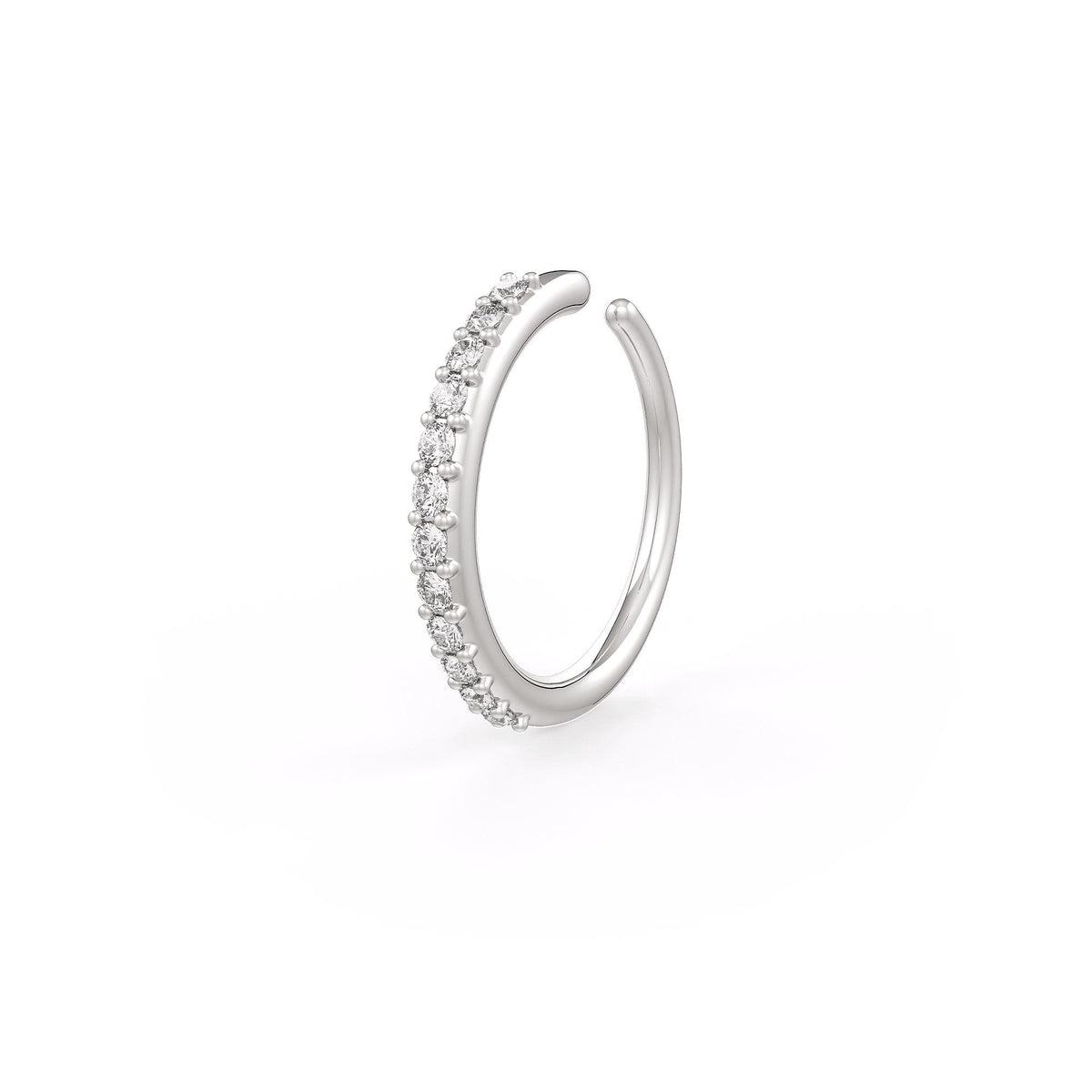 Diamond Skinny Nose Ring Eternity Hoop 18ct White Gold