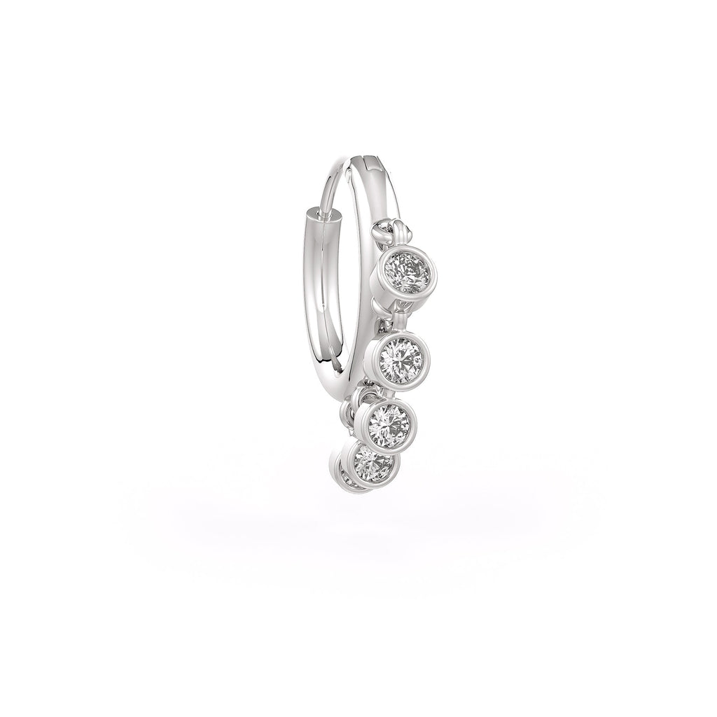 Diamond Nose Hoop Ring in 18ct White Gold Bezel Charms