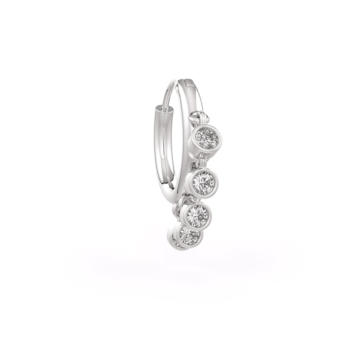 Diamond Nose Hoop Ring in 18ct White Gold Bezel Charms