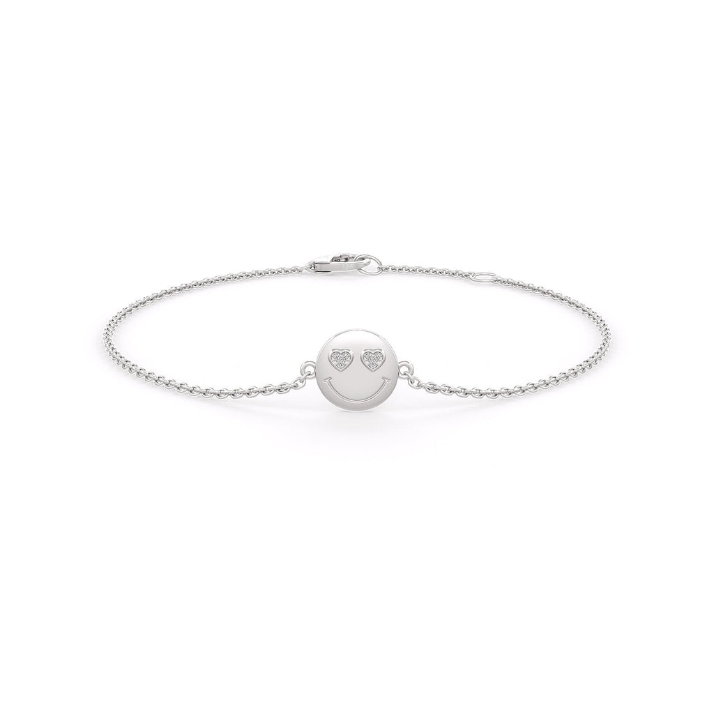 18ct White Gold Emoji Smiley Diamond Bracelet Cervin Blanc