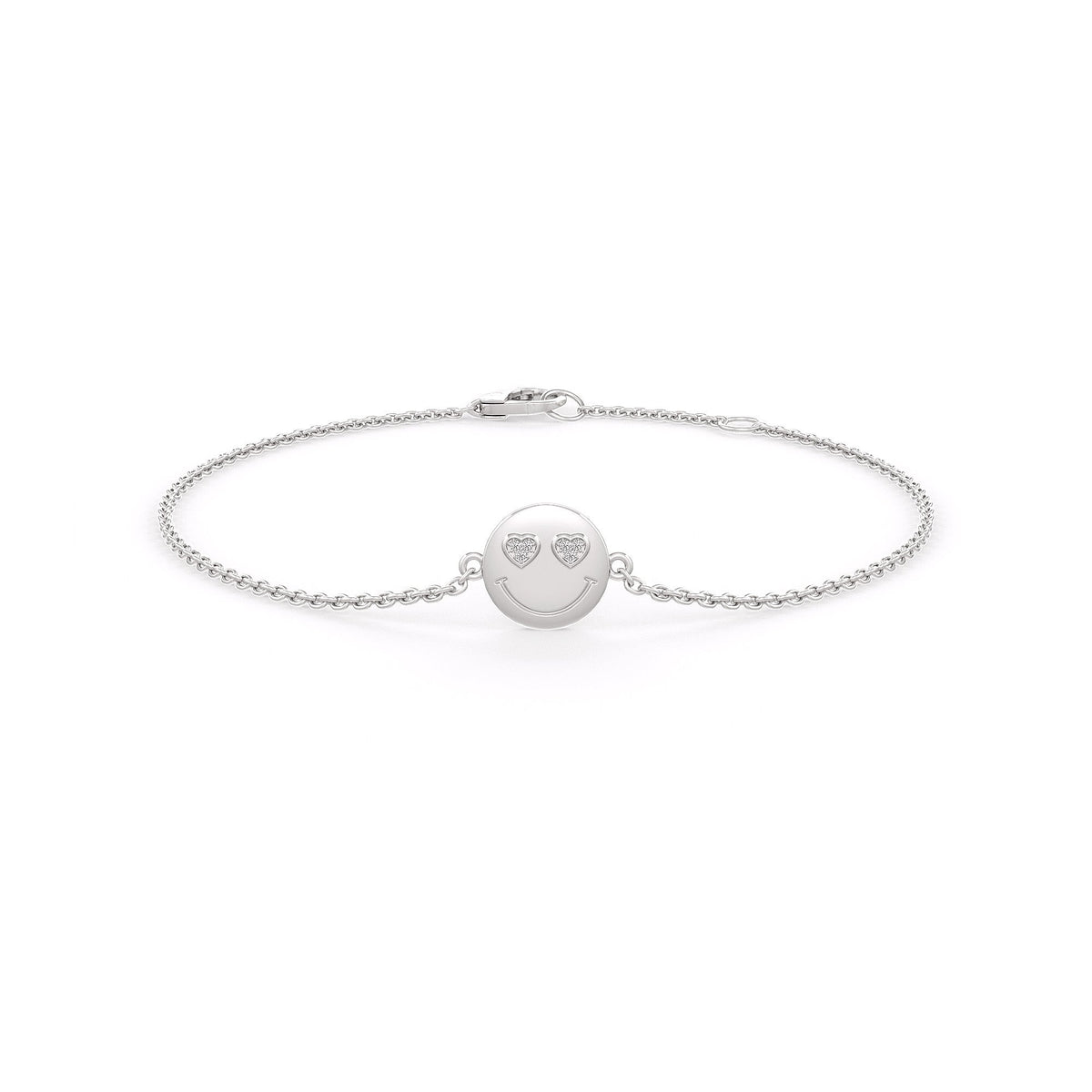 18ct White Gold Emoji Smiley Diamond Bracelet Cervin Blanc