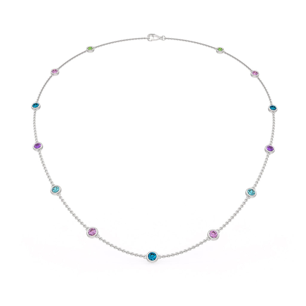Elegant 18ct White Gold Topaz Pink Sapphire Gemstone Necklace