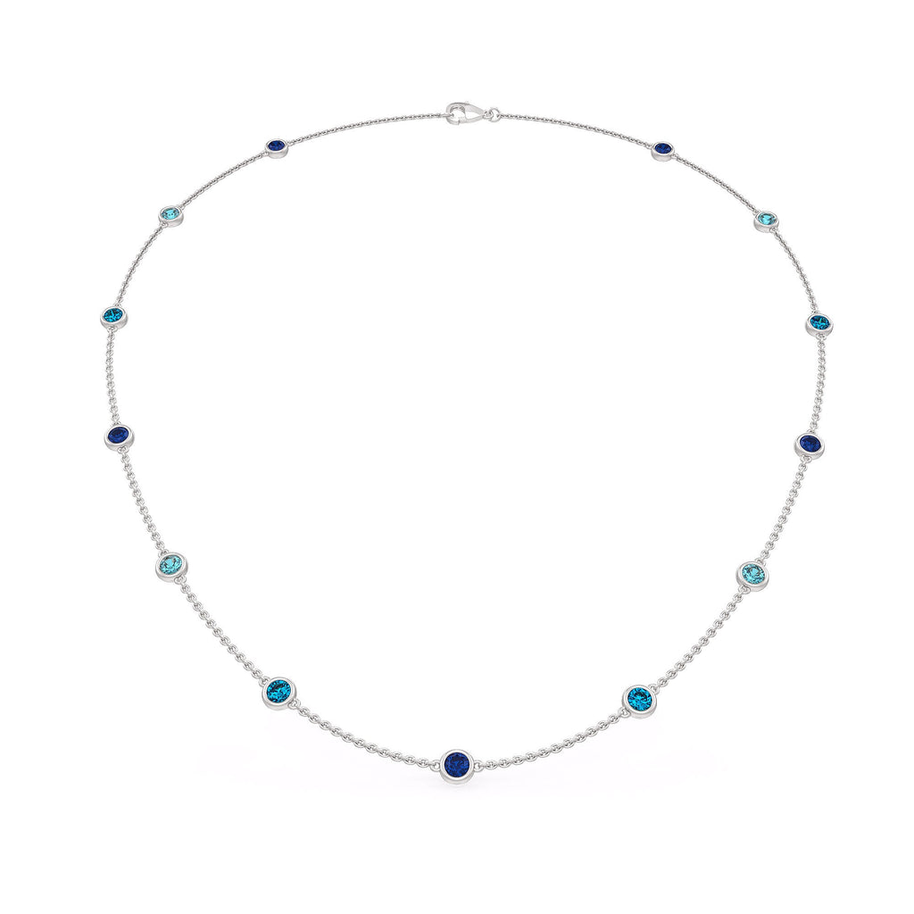 18ct white gold blue gemstone by yard chain necklace