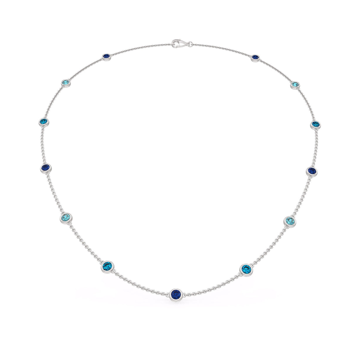 18ct white gold blue gemstone by yard chain necklace