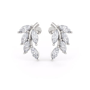 18ct White Gold Marquise Diamond Leaf Stud Earrings | 1.20ct | As Seen in TATLER