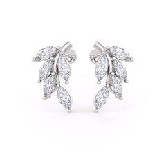 18ct White Gold Marquise Diamond Leaf Stud Earrings | 1.20ct | As Seen in TATLER