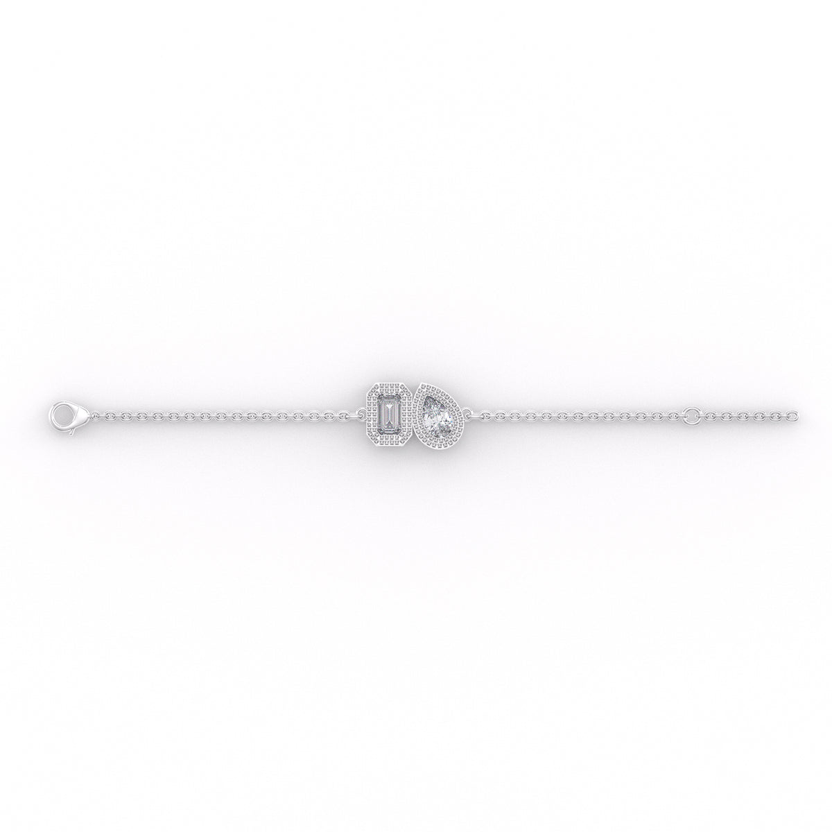 Bracelet Toi Et Moi en or blanc 18 carats serti de diamants (0,40 ct).