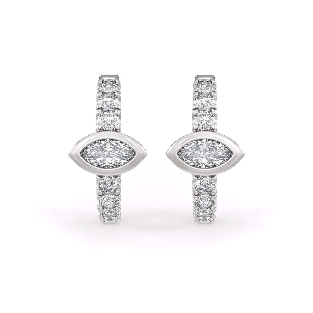 Pair of diamond earrings on a white background