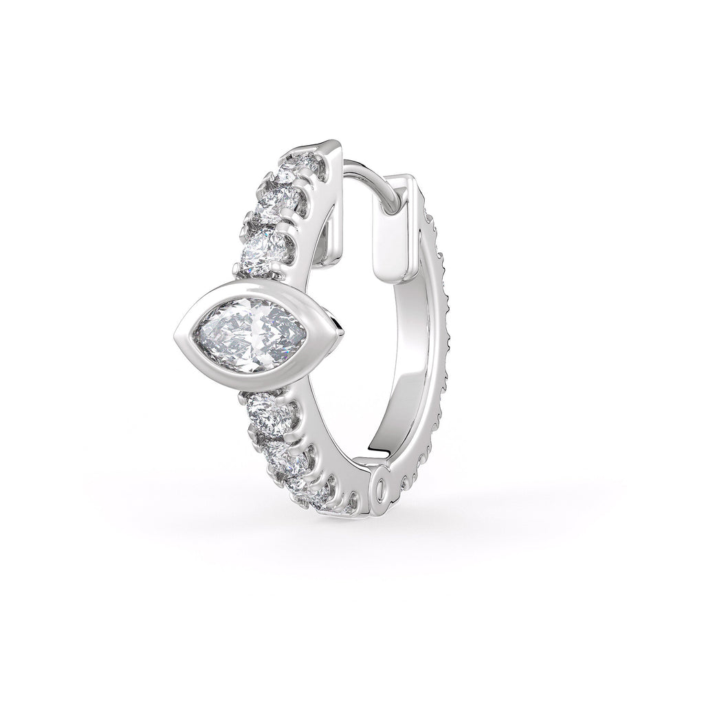 18ct White  Gold Full Eternity 12mm Diamond Hoop Earrings 0.50ct Marquise solitaire (Singular) Cartilage or Lobe