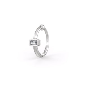 Baguette Diamond Nose Hoop in 18K White Gold