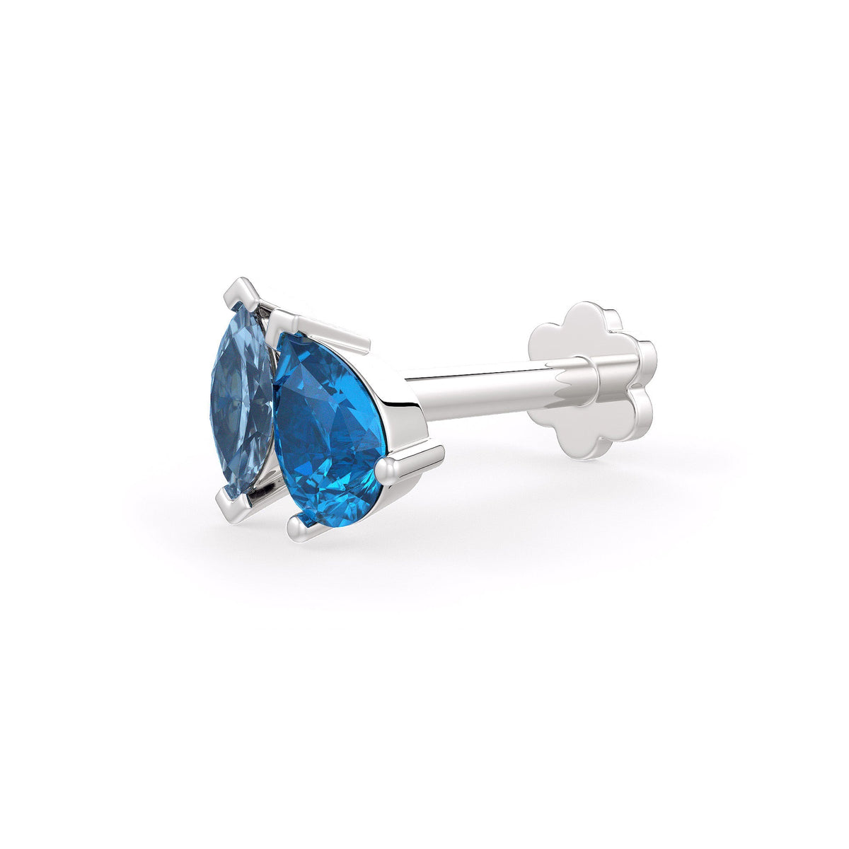 Pear Blue Topaz and marquise Aquamarine piercing