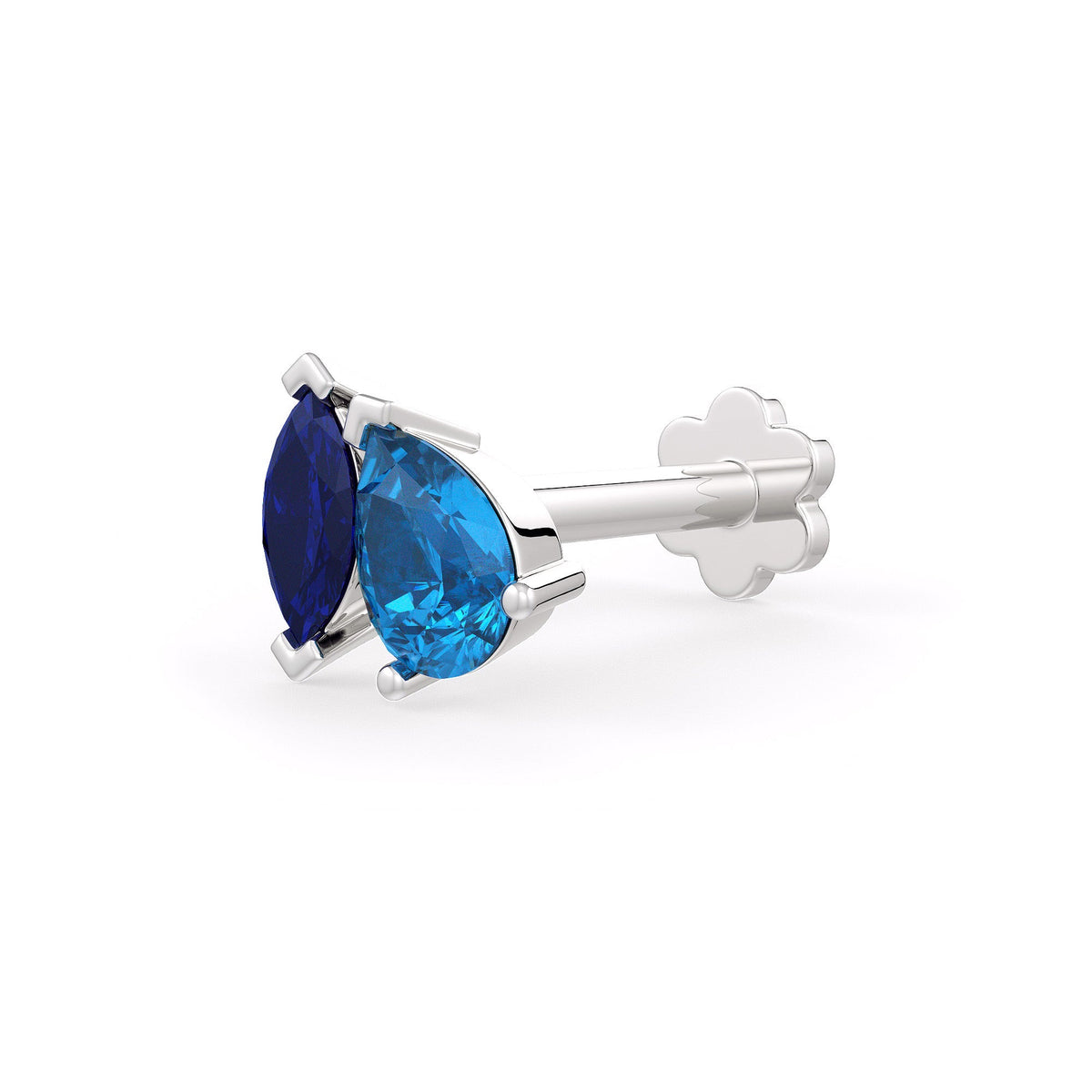 18ct white gold blue topaz earring stud