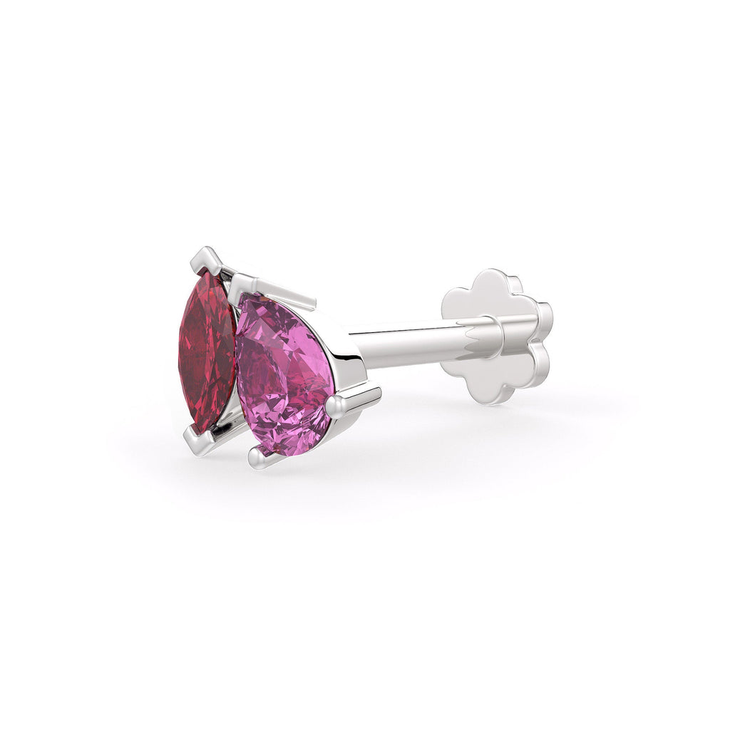 Pink sapphire white gold nasal piercing jewellery