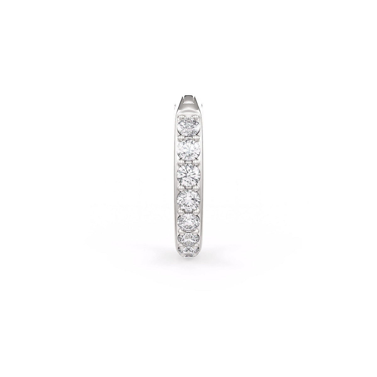 Slim 18ct white gold hoop nose ring with diamond