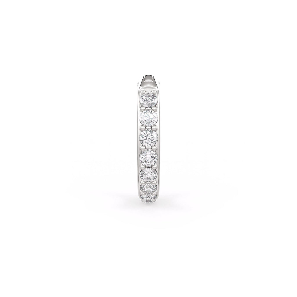 Slim 18ct white gold hoop nose ring with diamond
