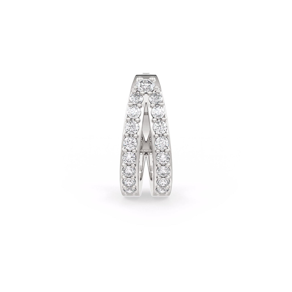 Side view of diamond double eternity white gold nose hoop ring