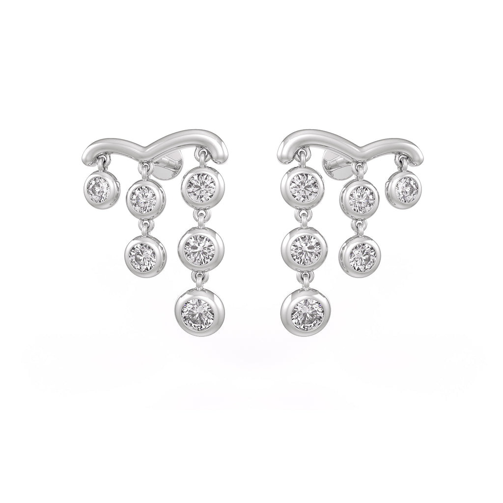 1ct Diamond Earrings in 18ct White Gold Raindrops Studs One Carat Drops