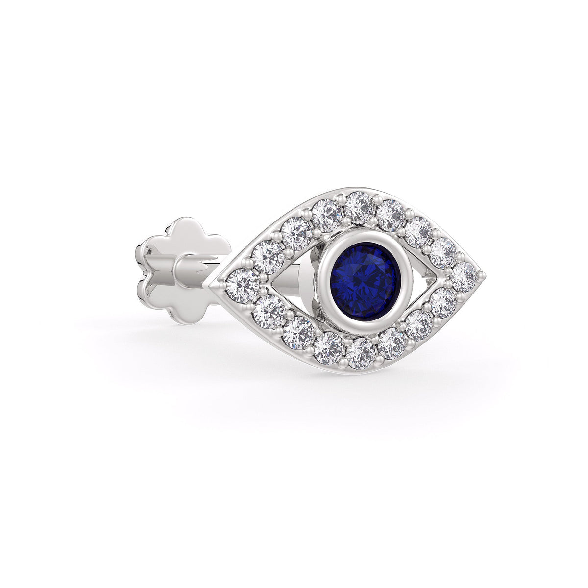 18ct white gold sapphire evil eye cartilage jewellery