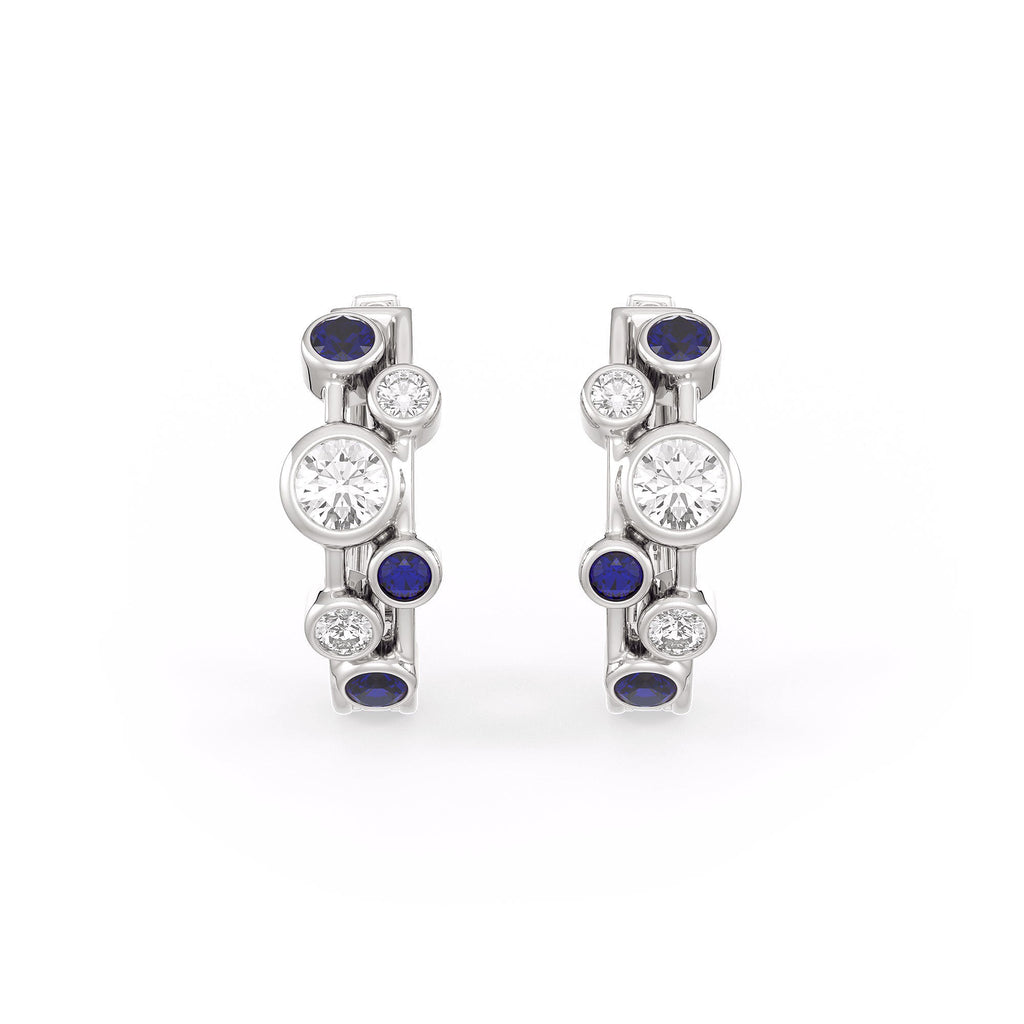 Pair of Elegant sapphire diamond earrings in 18ct white gold