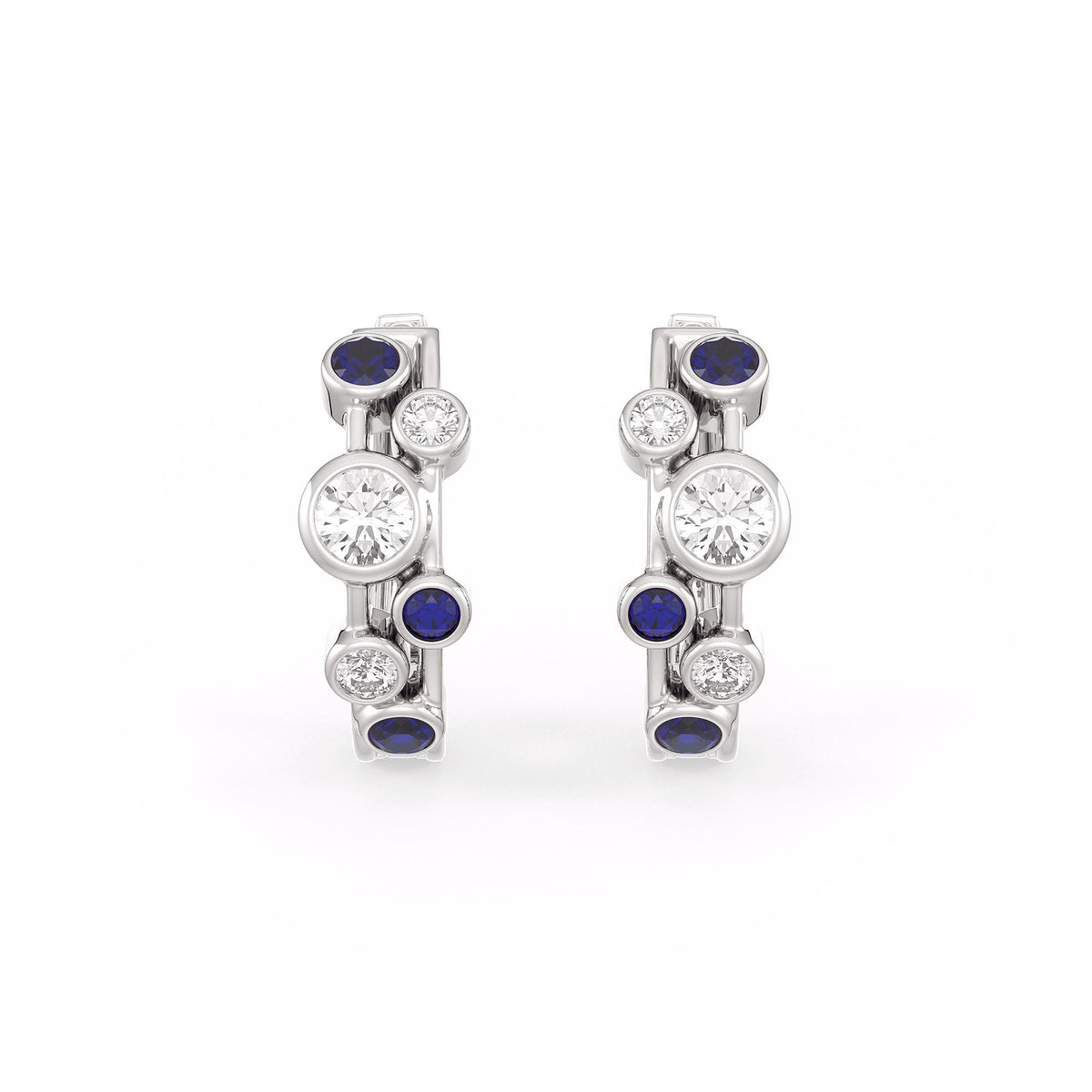 Pair of Elegant sapphire diamond earrings in 18ct white gold