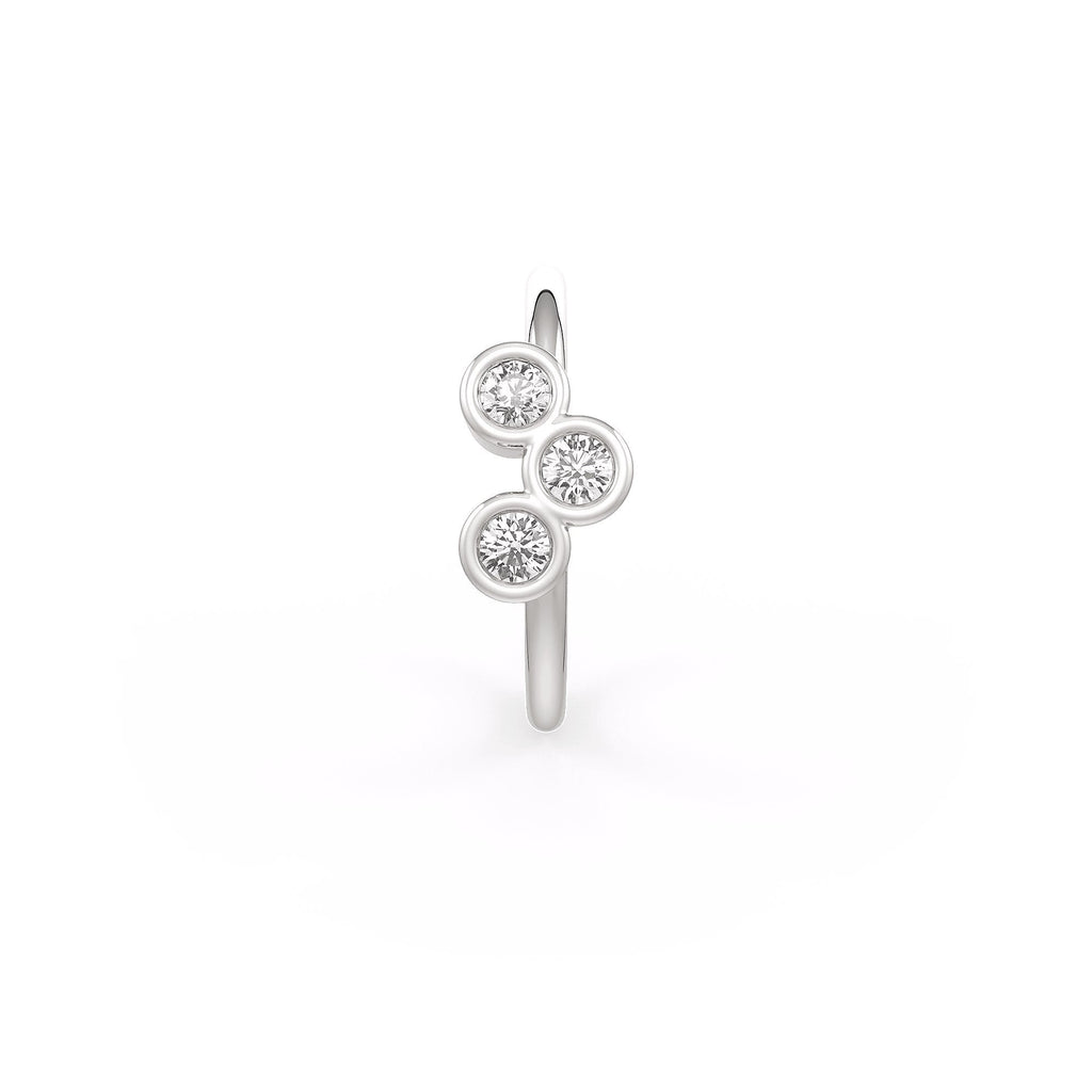 Skinny Diamond Nose Hoop Trilogy Ring 18ct White Gold