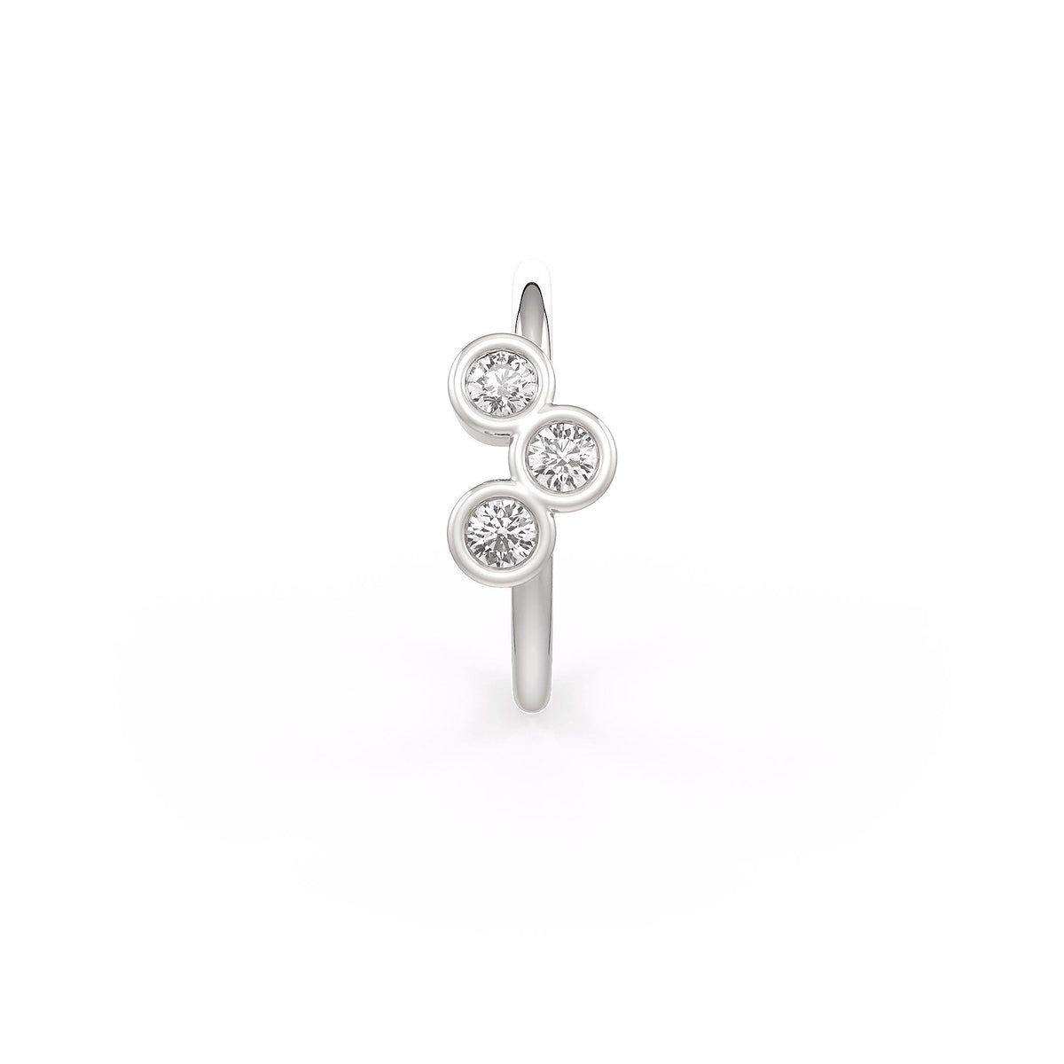 Skinny Diamond Nose Hoop Trilogy Ring 18ct White Gold