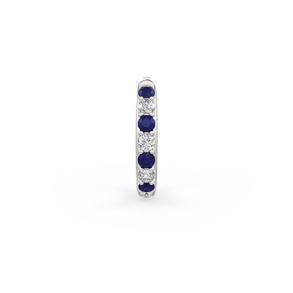 Small skinny diamond sapphire nose hoop