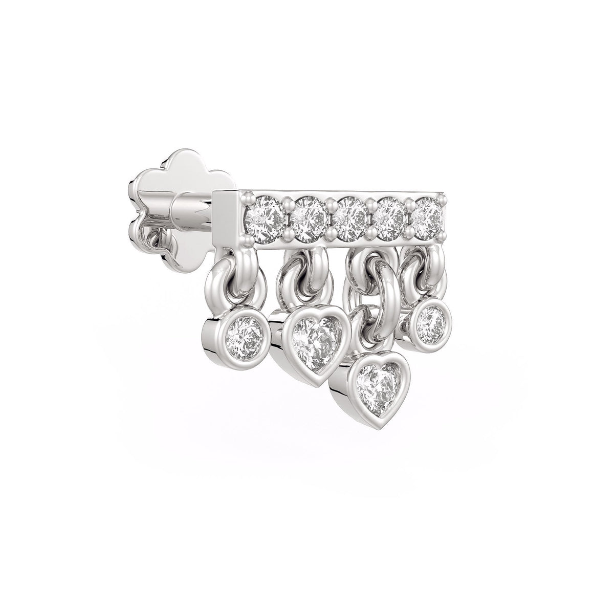 Heart diamond nose stud in 18ct white gold