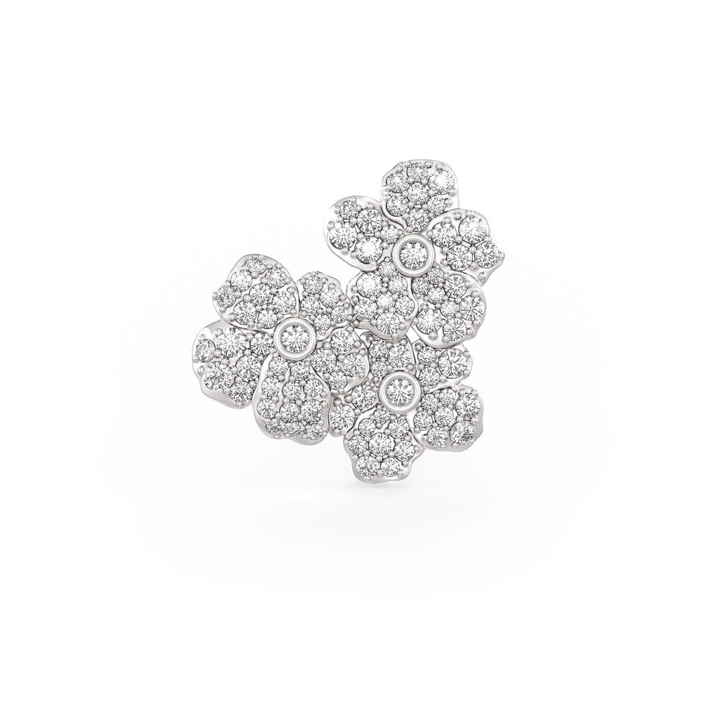 Luxury flower inspired earrings with a radiant white gold finish