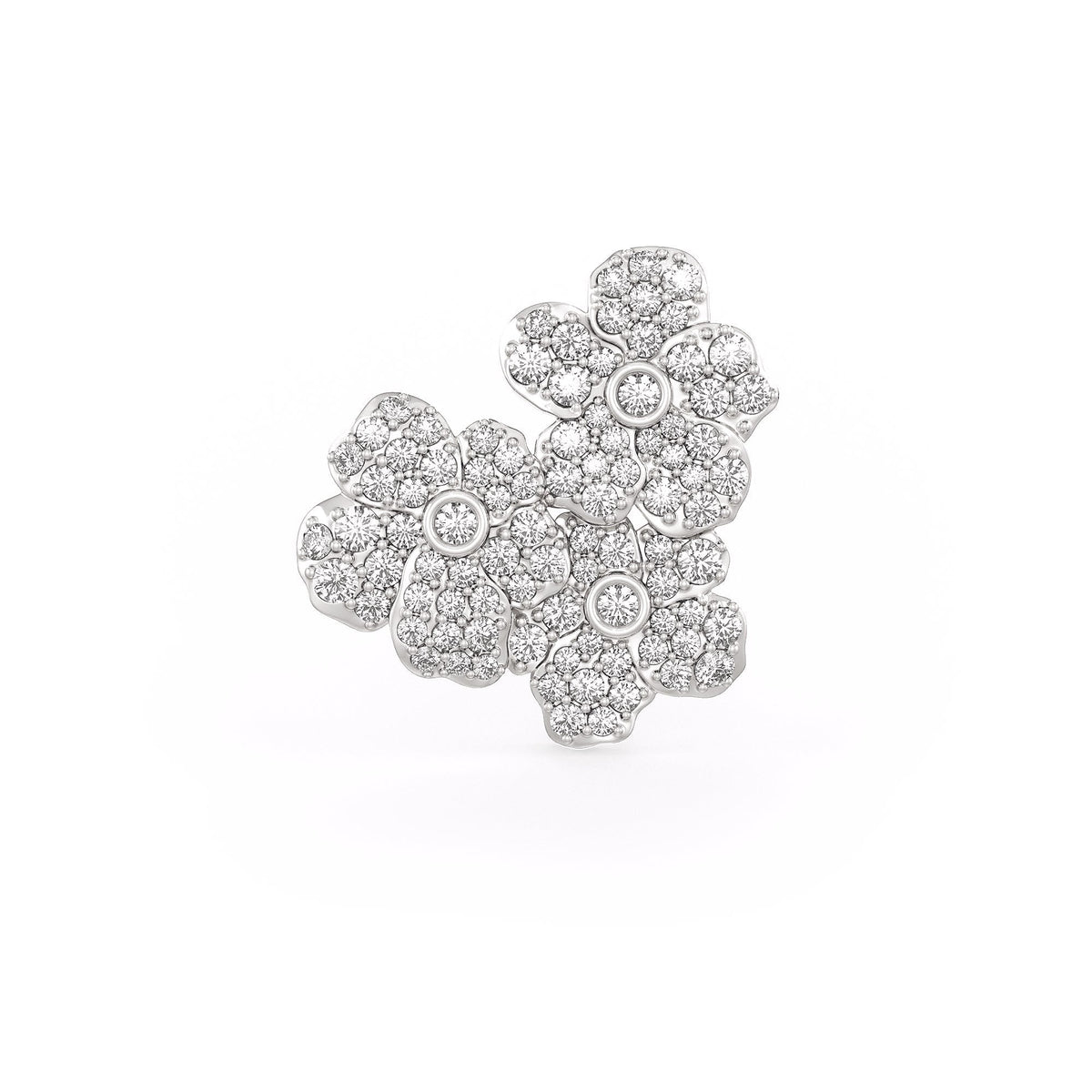 Luxury flower inspired earrings with a radiant white gold finish