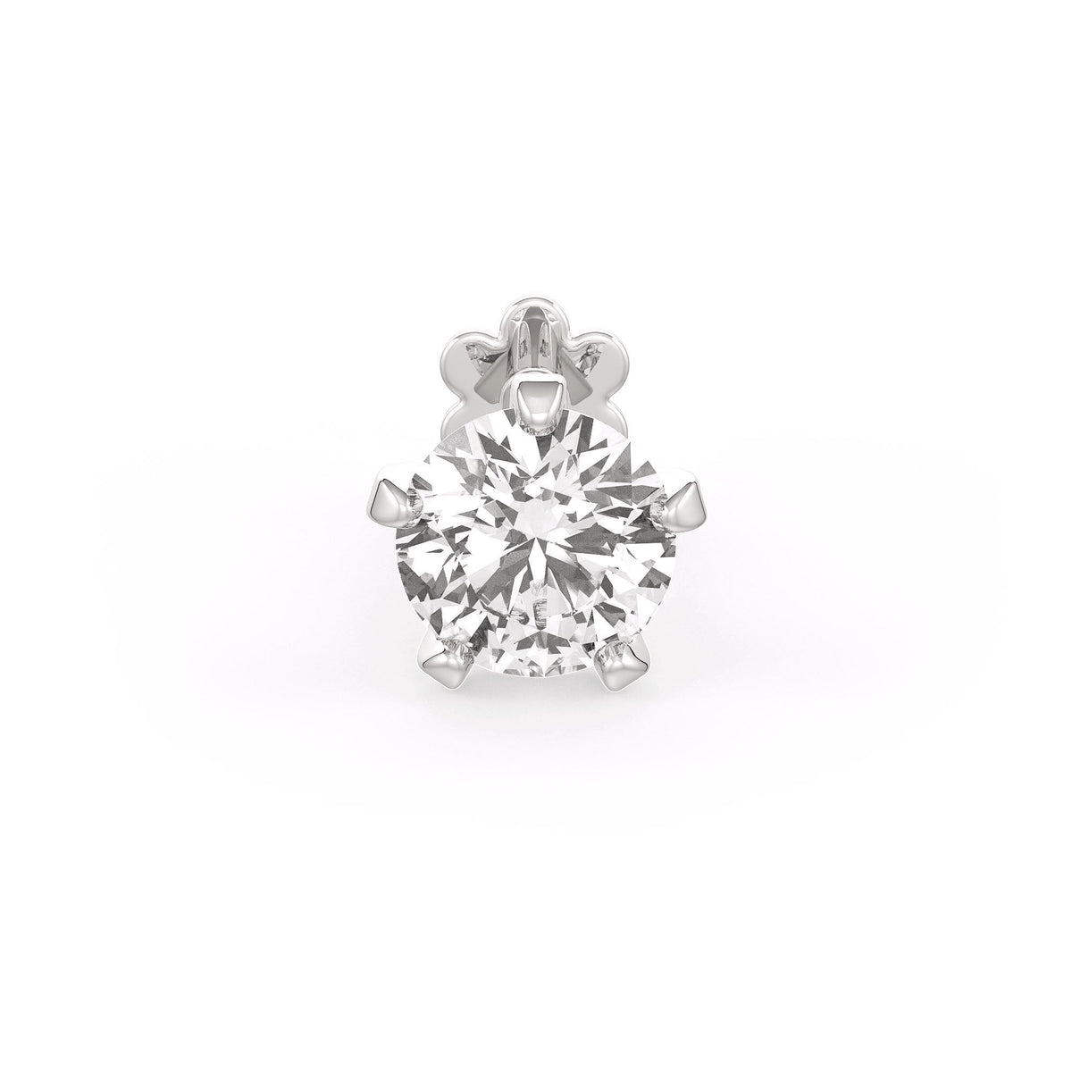 Solitaire Diamond Nose Stud 0.18ct Nasal Piercing 18ct White Gold Large Unisex