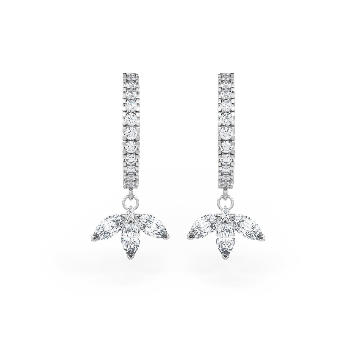 Premium 1.4cm white gold eternity diamond hoops