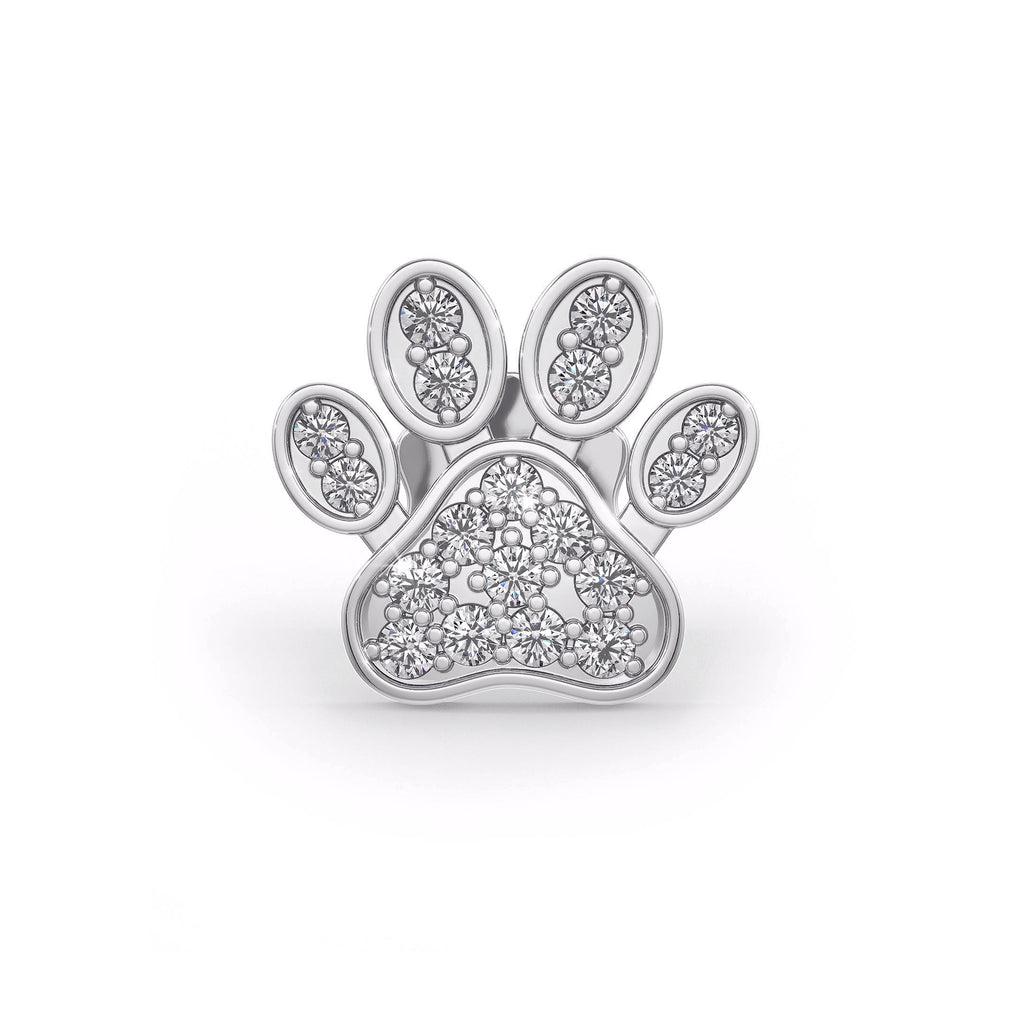 Luxury white gold paw stud earring with dazzling diamonds
