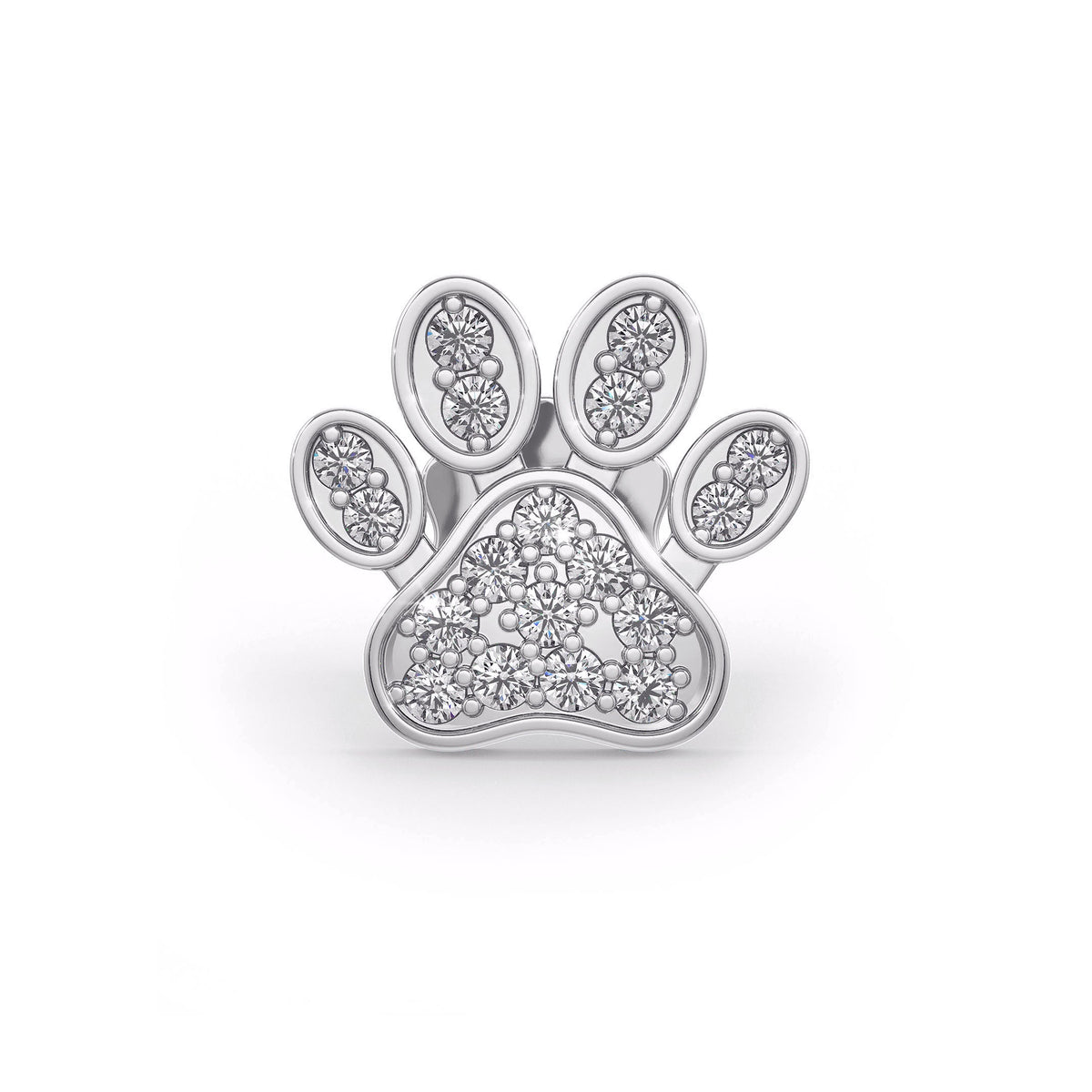 Luxury white gold paw stud earring with dazzling diamonds