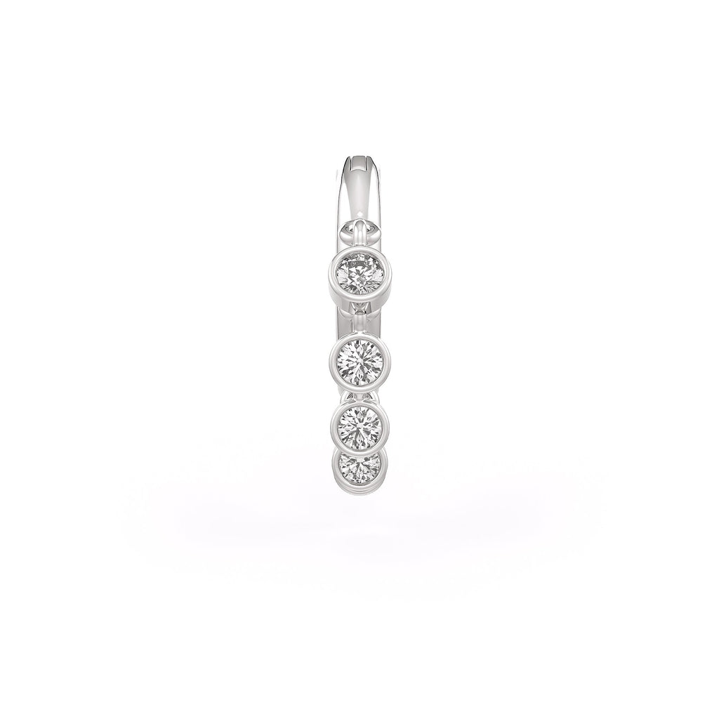 Diamond Nose Hoop Ring in 18ct White Gold Bezel Charms