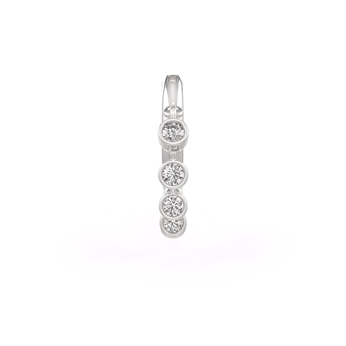Diamond Cartilage Hoop Earring in 18ct White Gold with Bezel Charms 0.12ct G VS Diamond